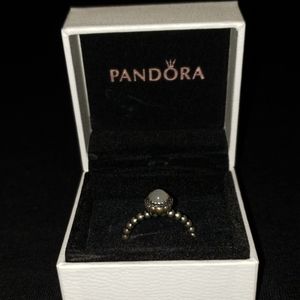 Pandora pearl stone ring